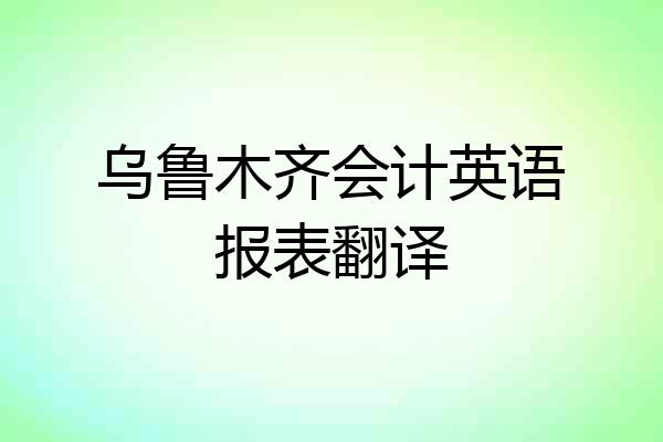 乌鲁木齐会计英语报表翻译