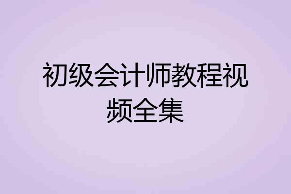 初级会计师教程视频全集