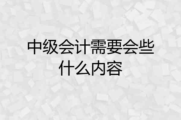 中级会计需要会些什么内容