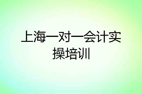 上海一对一会计实操培训