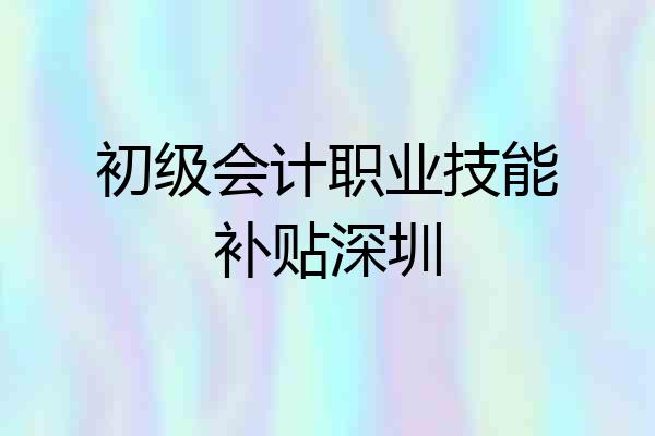 初级会计职业技能补贴深圳