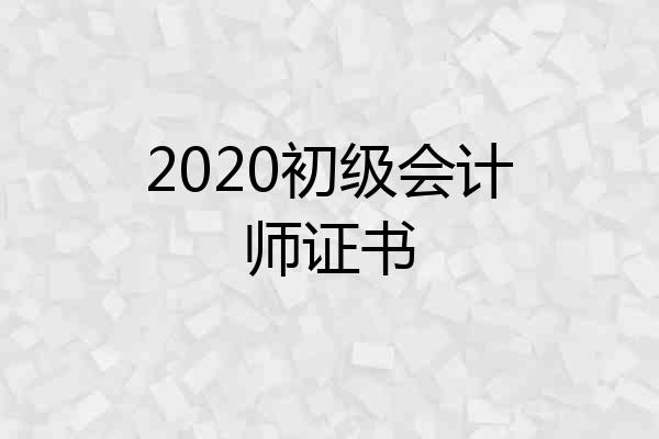 2020初级会计师证书