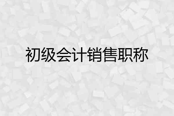 初级会计销售职称
