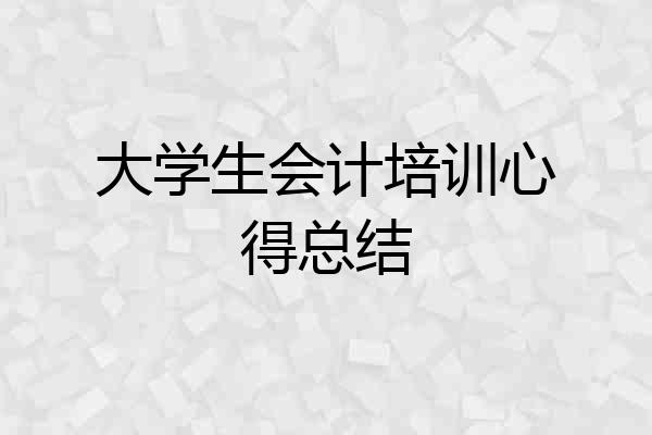 大学生会计培训心得总结