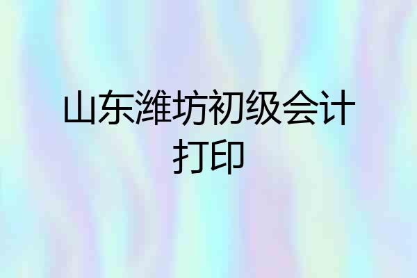 山东潍坊初级会计打印