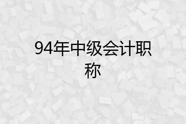 94年中级会计职称