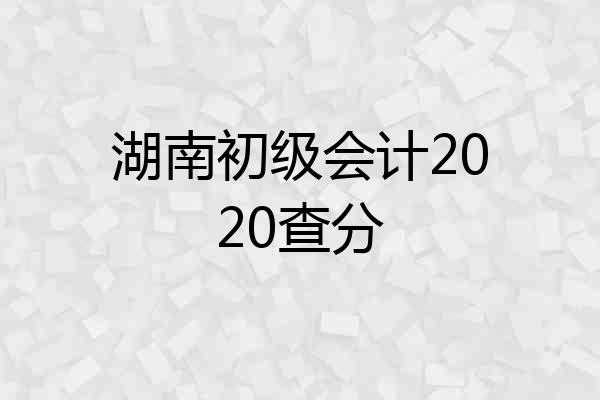 湖南初级会计2020查分