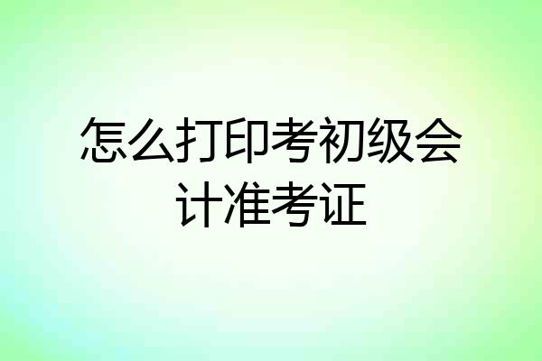怎么打印考初级会计准考证