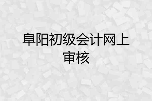 阜阳初级会计网上审核