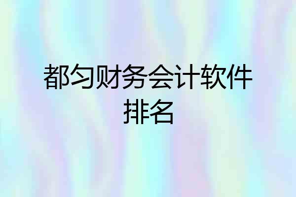 都匀财务会计软件排名