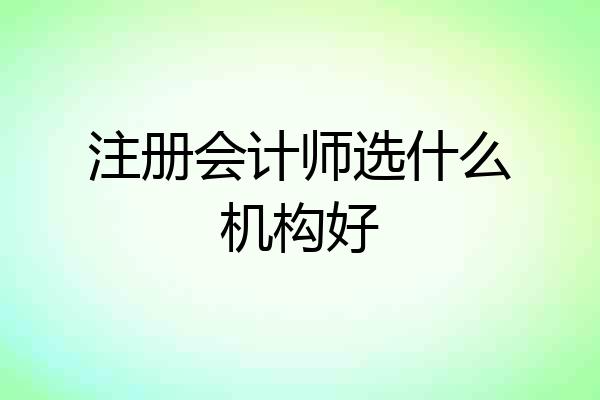 注册会计师选什么机构好
