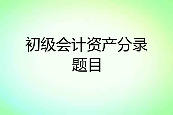 初级会计资产分录题目