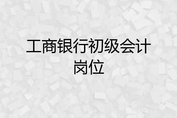 工商银行初级会计岗位