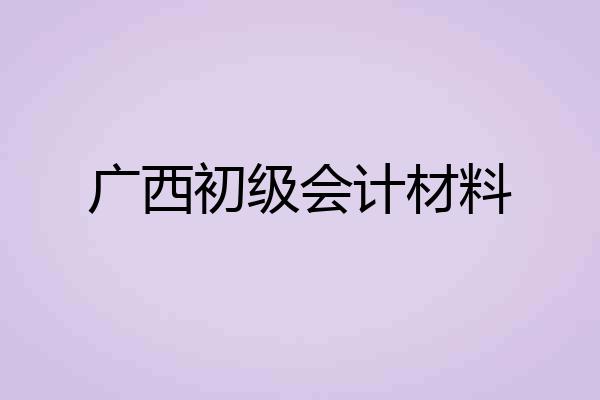 广西初级会计材料