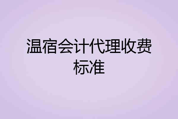 温宿会计代理收费标准