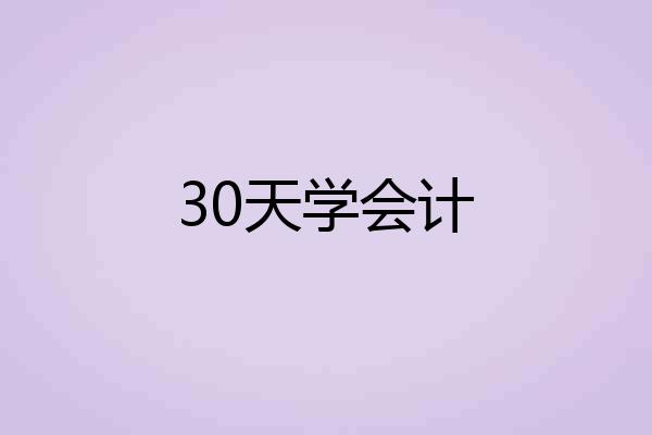 30天学会计