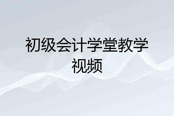 初级会计学堂教学视频