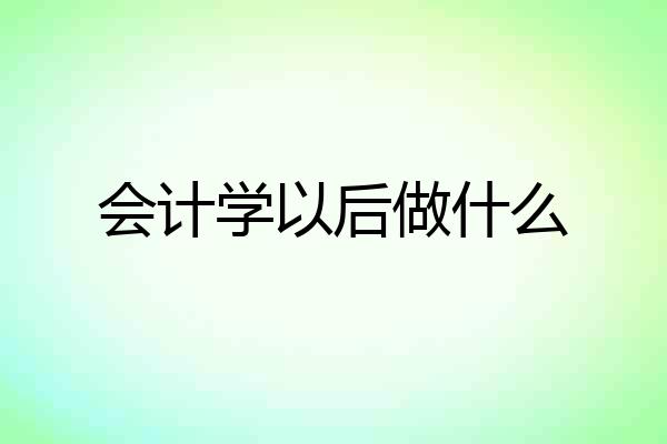 会计学以后做什么