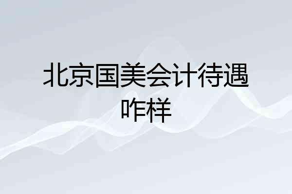 北京国美会计待遇咋样