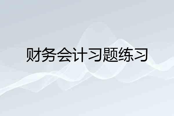 财务会计习题练习