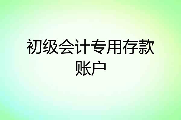 初级会计专用存款账户