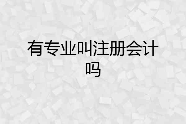 有专业叫注册会计吗