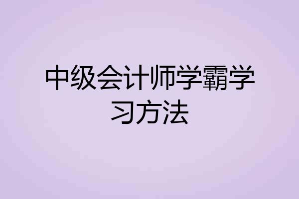 中级会计师学霸学习方法