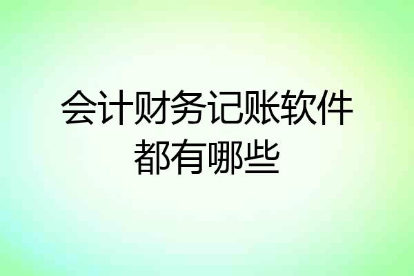 会计财务记账软件都有哪些