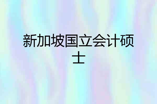 新加坡国立会计硕士