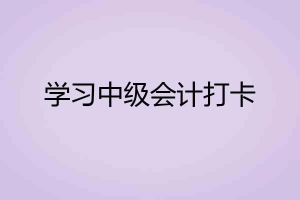学习中级会计打卡