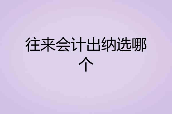 往来会计出纳选哪个