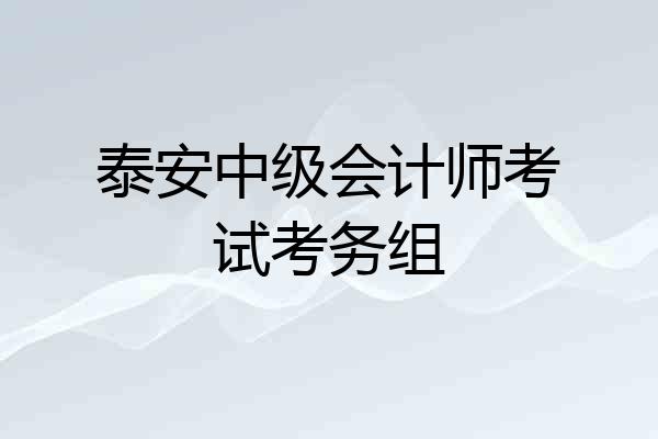 泰安中级会计师考试考务组