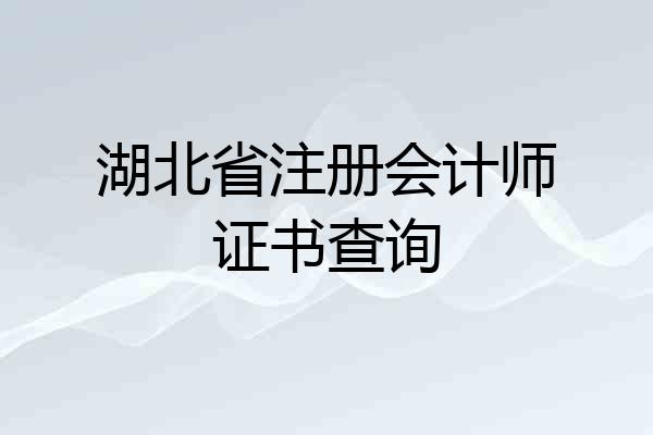 湖北省注册会计师证书查询