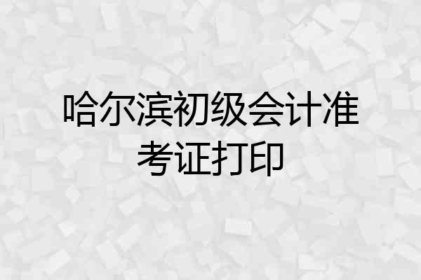 哈尔滨初级会计准考证打印