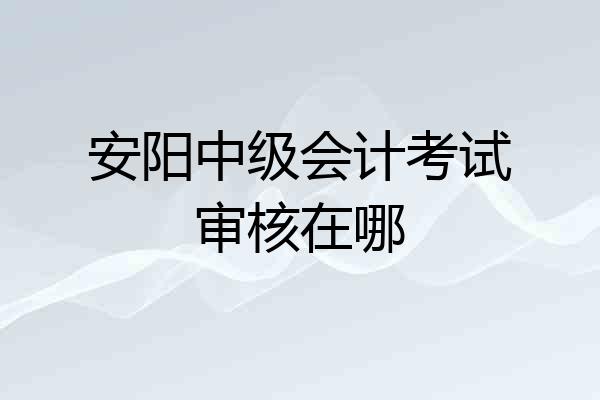 安阳中级会计考试审核在哪