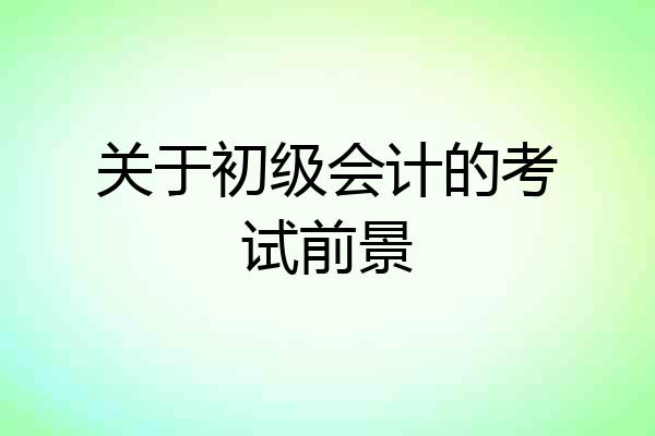 关于初级会计的考试前景