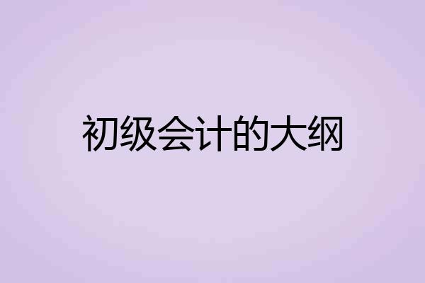 初级会计的大纲