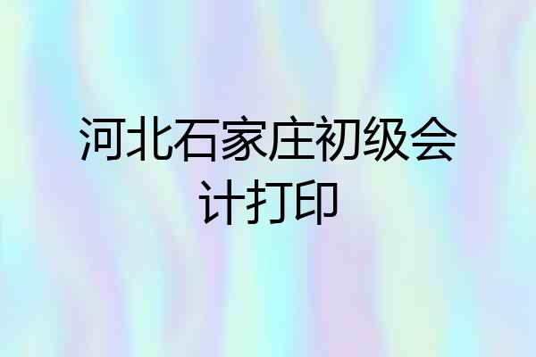 河北石家庄初级会计打印