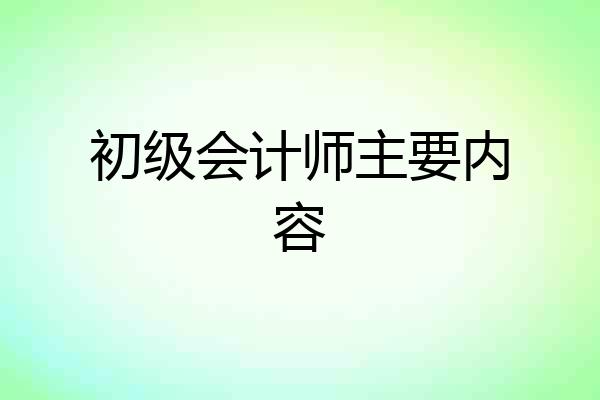初级会计师主要内容