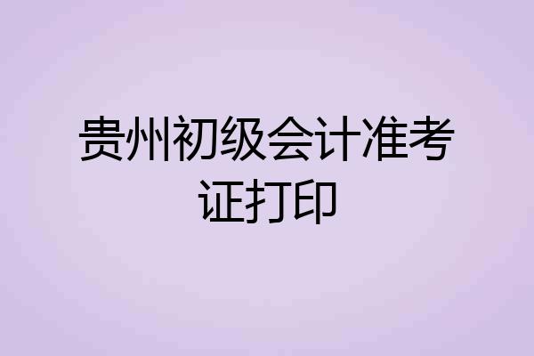 贵州初级会计准考证打印