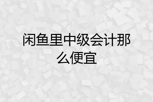 闲鱼里中级会计那么便宜