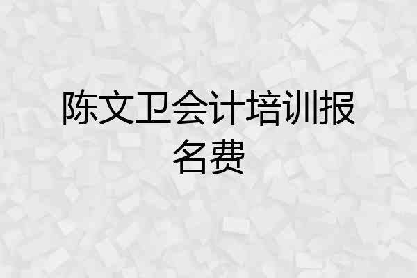 陈文卫会计培训报名费