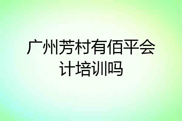 广州芳村有佰平会计培训吗