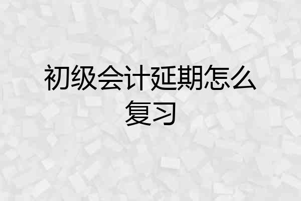 初级会计延期怎么复习
