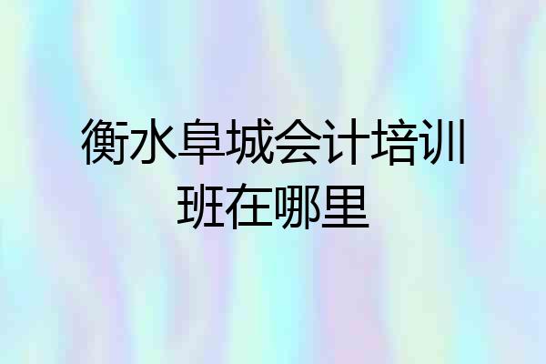 衡水阜城会计培训班在哪里