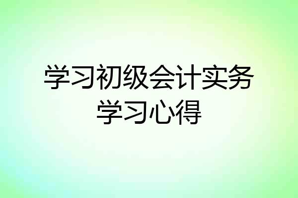 学习初级会计实务学习心得