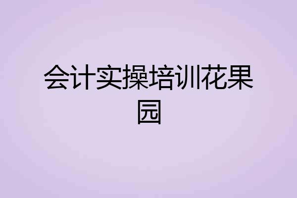 会计实操培训花果园
