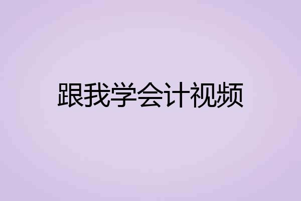 跟我学会计视频