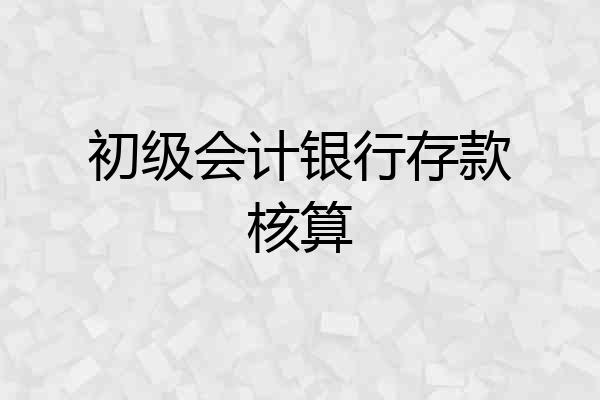初级会计银行存款核算