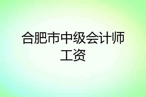 合肥市中级会计师工资